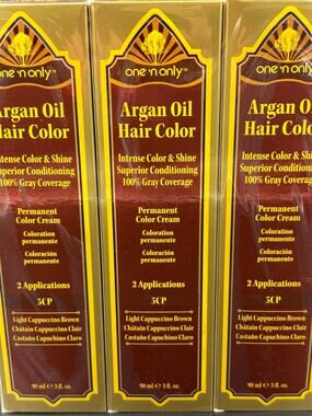 One 'n Only Argan Oil Permanent Color shade 5CP Light Cappuccino Brown 3 PACK